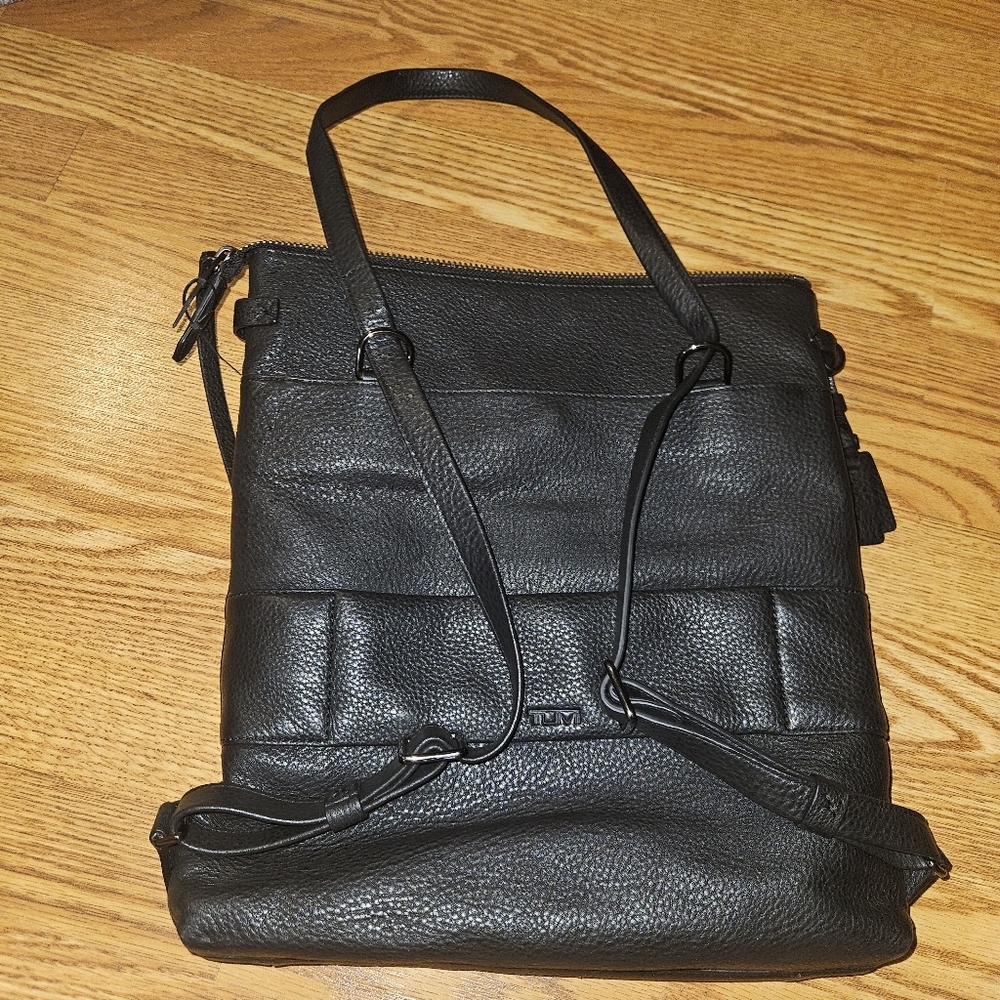 Tumi Black leather backpack purse - Picture 4 of 10